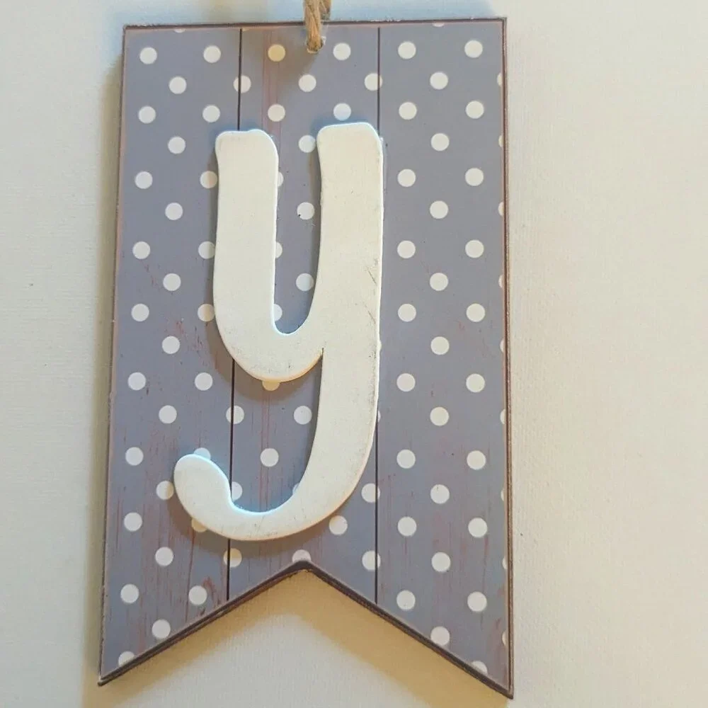NWT Polka Dot Letter 'y' Wood Sign Grey Lowercase Michael's Fall Home Wall Decor - Picture 1 of 7